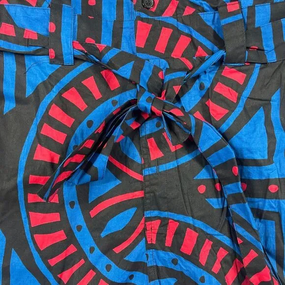 Vibrant Geometric Jumpsuit in Blue and Red - Picture 6 of 16